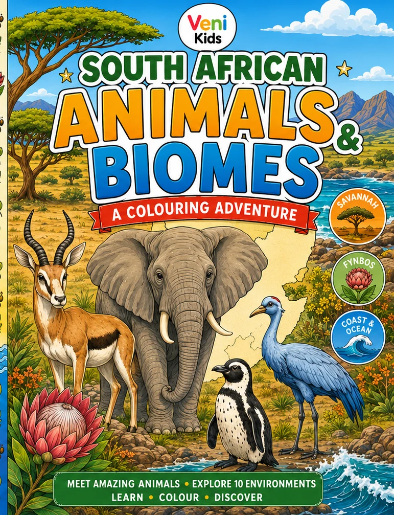 Cover of South African Animals & Biomes: A Colouring Adventure